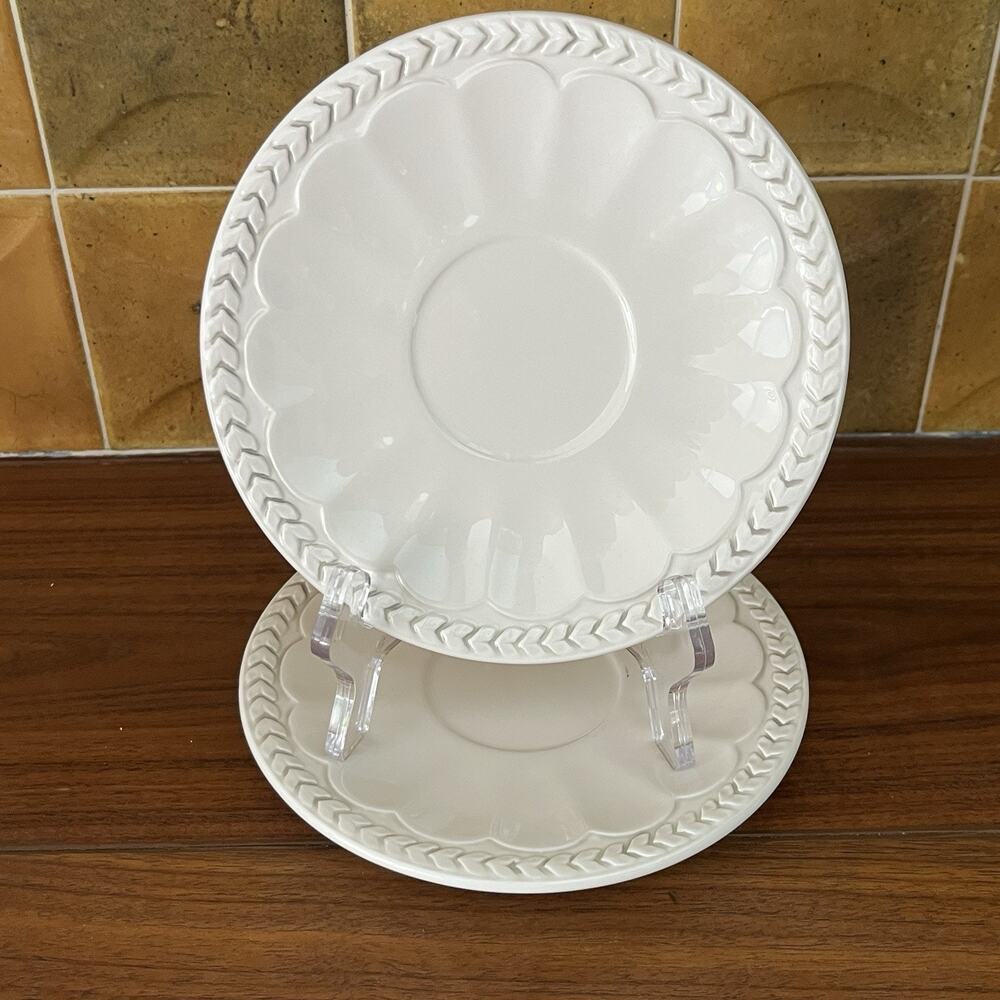 American Atelier Athena 5166 Ironstone Saucer 6" Set of 2